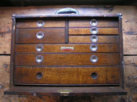 old wooden machinist tool box